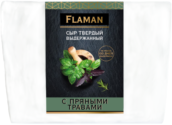 Сыр твердый FLAMAN с пряными травами 40%, без змж